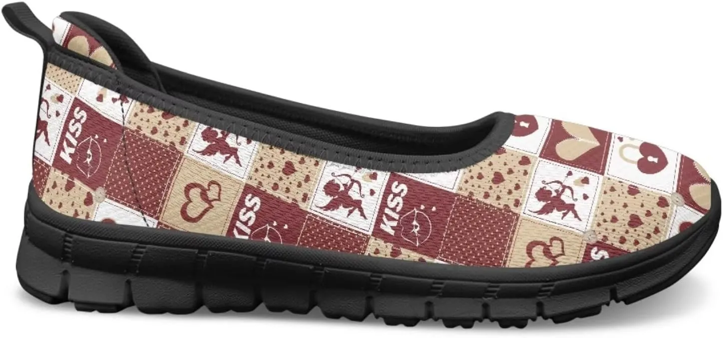 Binienty Casual Shoes for Women Mesh Kint Breathable Loafers Trendy Slip On Walking Sneakers Round Toe Flats for Travel