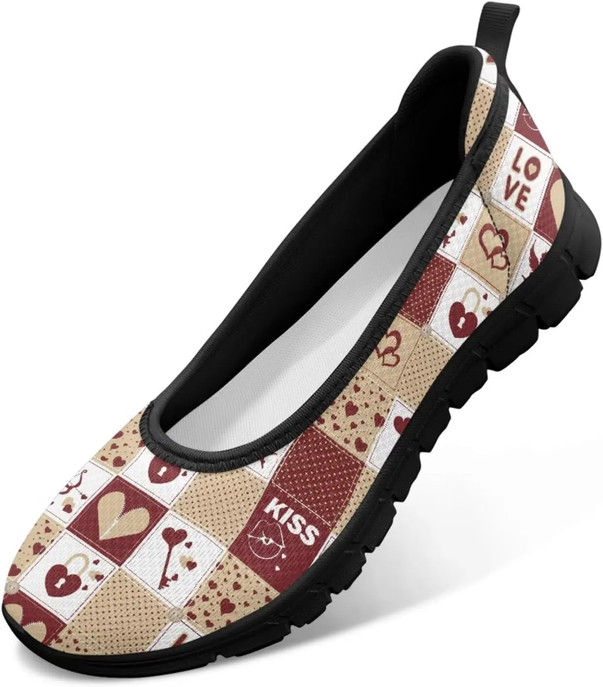 Binienty Casual Shoes for Women Mesh Kint Breathable Loafers Trendy Slip On Walking Sneakers Round Toe Flats for Travel