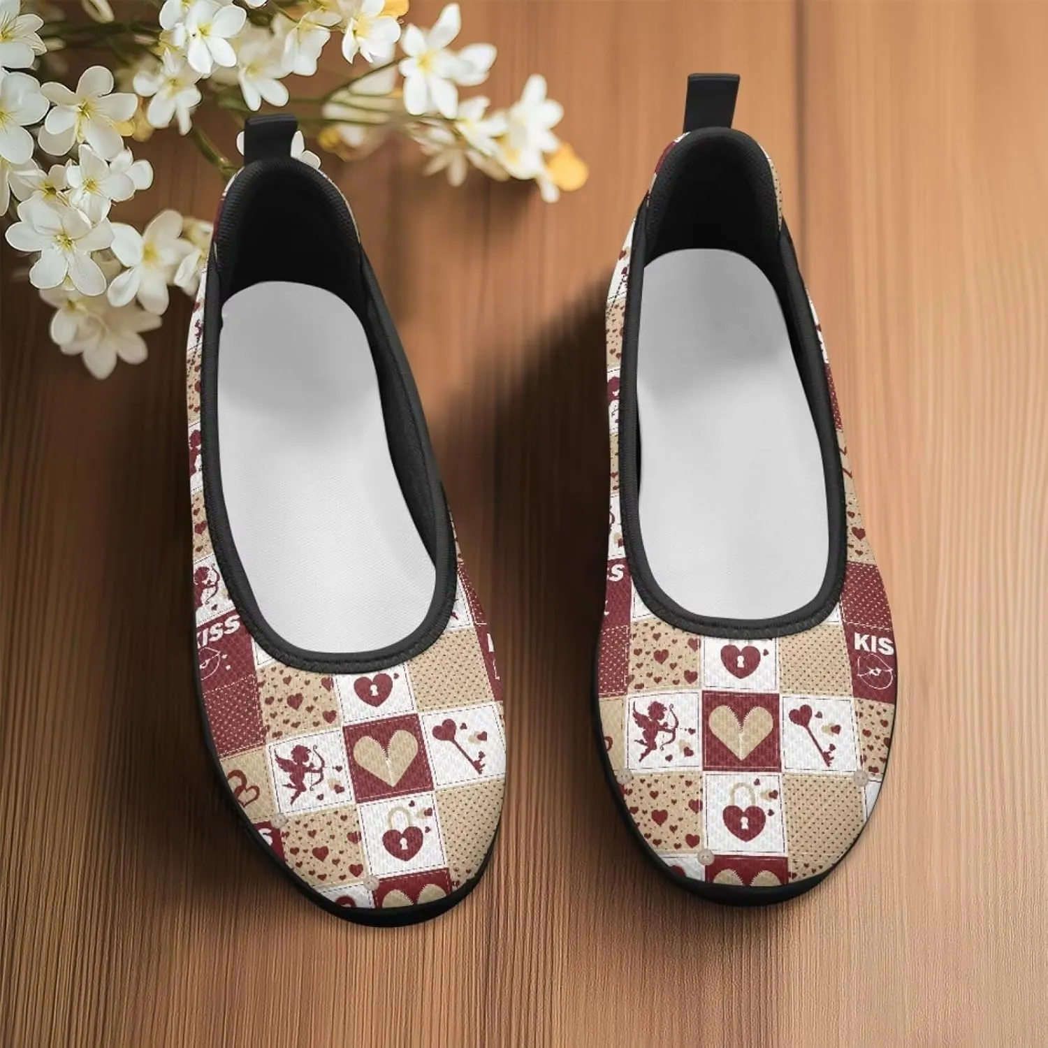 Binienty Casual Shoes for Women Mesh Kint Breathable Loafers Trendy Slip On Walking Sneakers Round Toe Flats for Travel