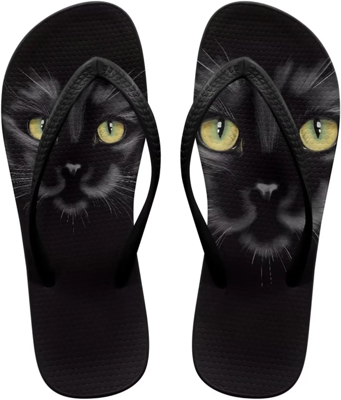 Binienty Cat Animal Print Thong Flip Flops Sandals Women Dressy Summer Flat Bathroom Cushion Slippers