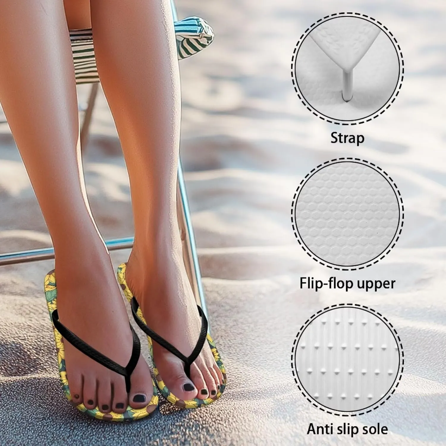 Binienty Cat Animal Print Thong Flip Flops Sandals Women Dressy Summer Flat Bathroom Cushion Slippers