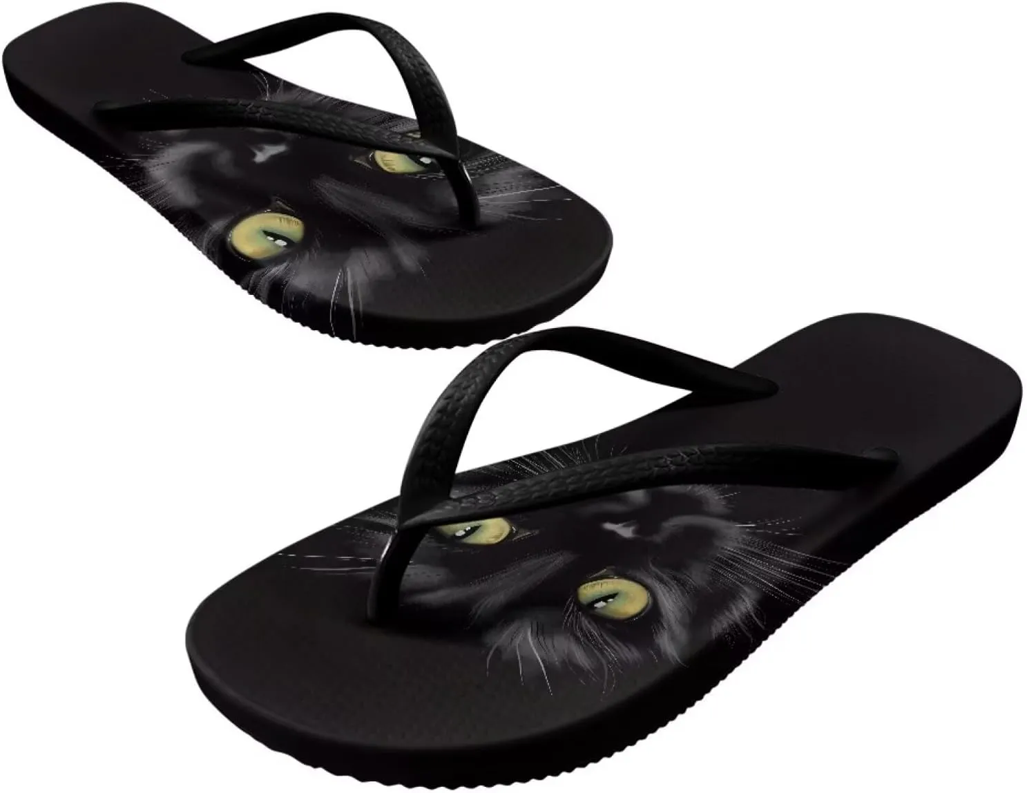 Binienty Cat Animal Print Thong Flip Flops Sandals Women Dressy Summer Flat Bathroom Cushion Slippers