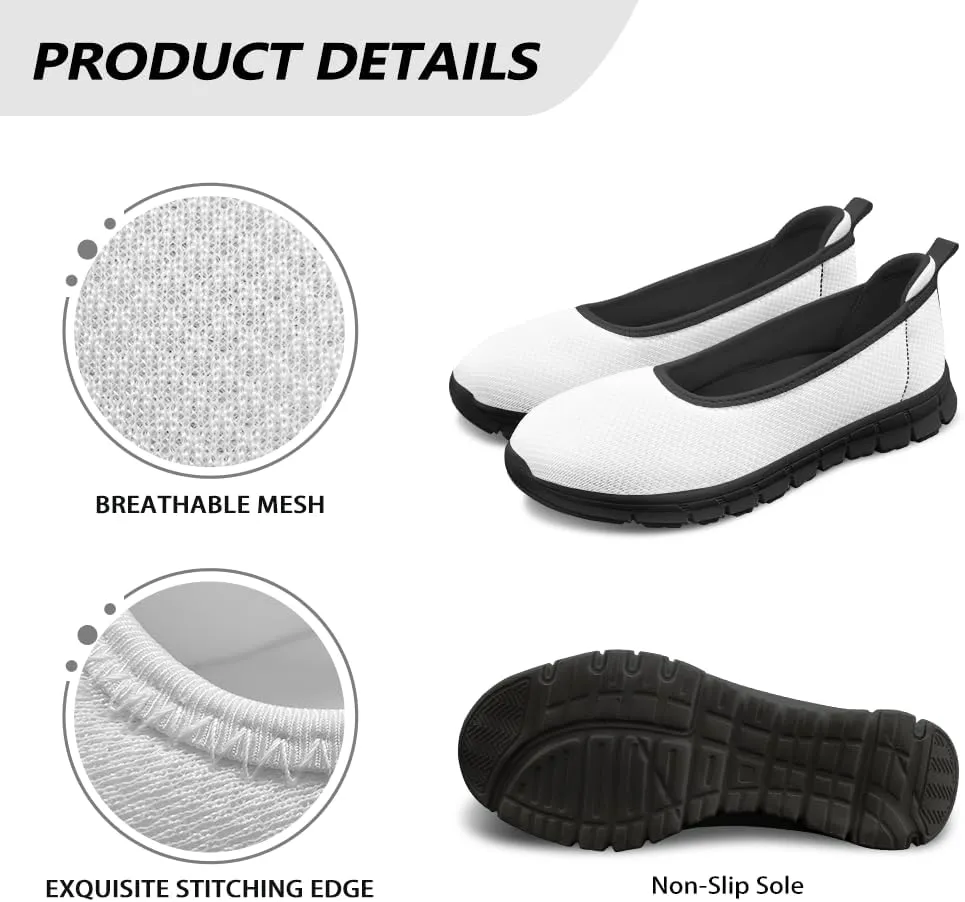 Binienty Ladies Walking Shoes Women Slip On Loafers Casual Nurse Teacher Mom Work Flats Non Slip Memory Foam Sole