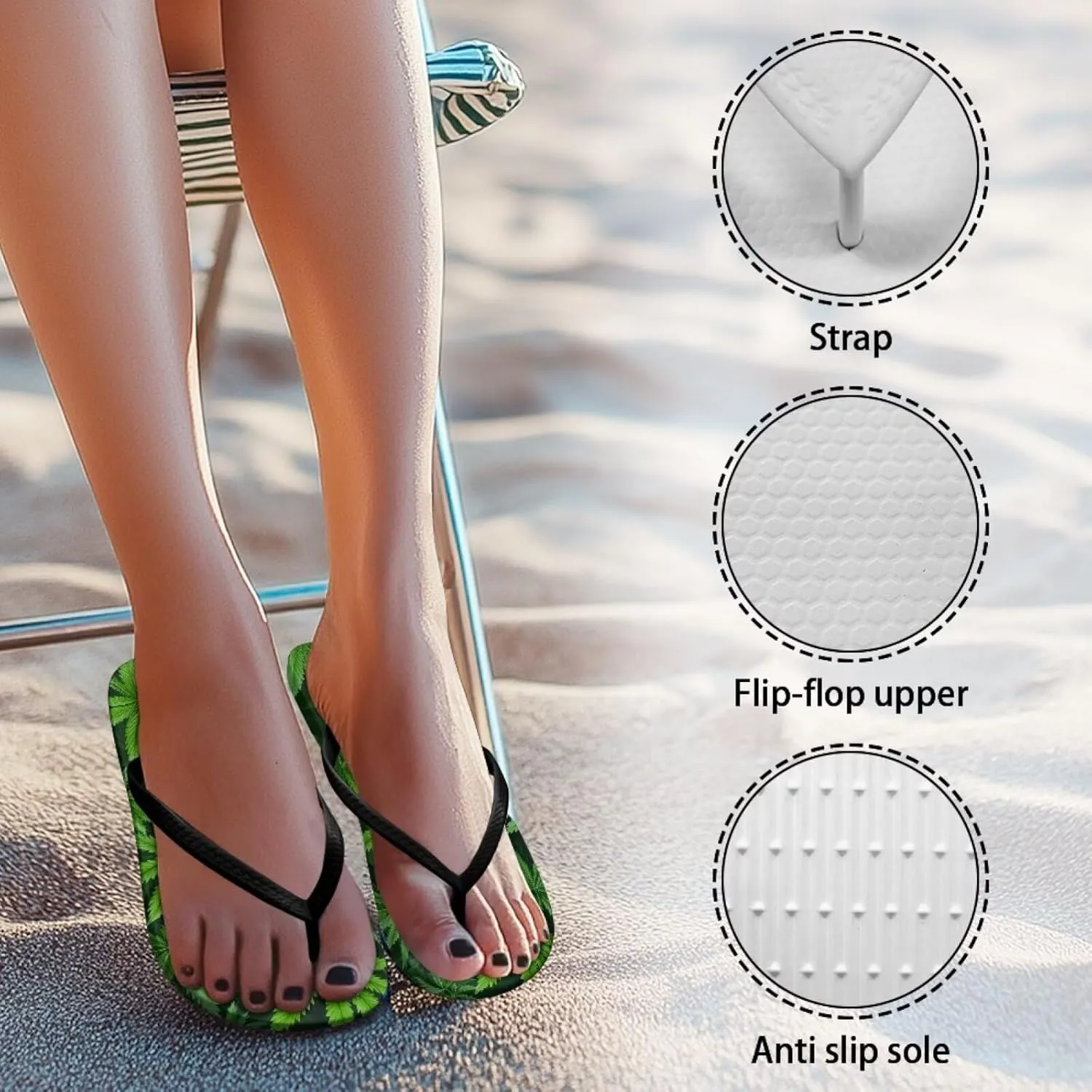 Binienty Women Flip Flops Fashion Slide Sandals Non Slip Summer Slippers Bathroom Shower Shoes US 5-9