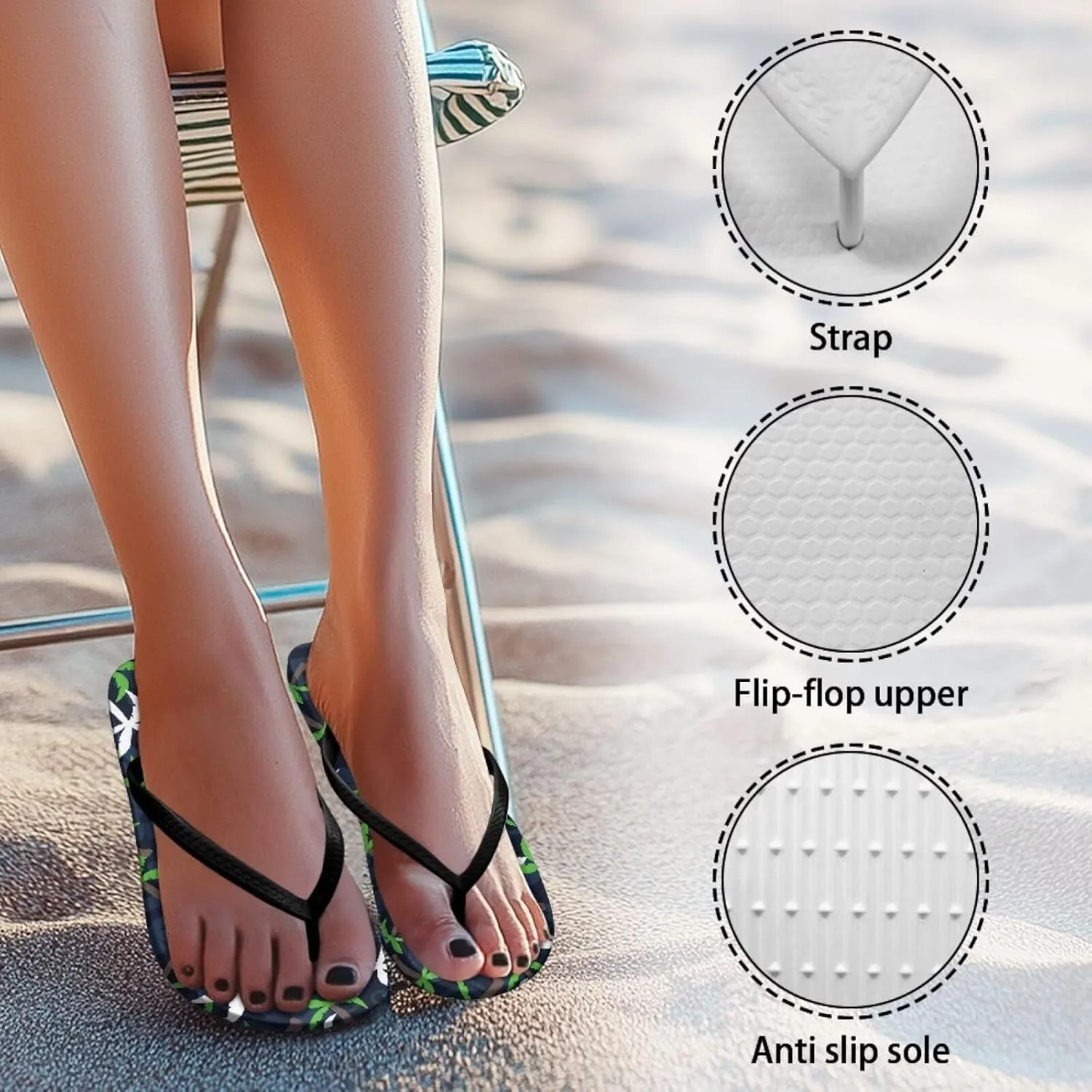 Binienty Women Flip Flops Fashion Slide Sandals Non Slip Summer Slippers Bathroom Shower Shoes US 5-9