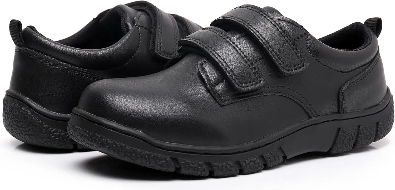 Blikcom Boys Kids School Uniform Shoes Adjustable Laces Formal Oxford Dress Shoes Loafers