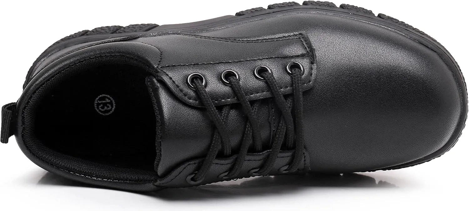 Blikcom Boys Kids School Uniform Shoes Adjustable Laces Formal Oxford Dress Shoes Loafers