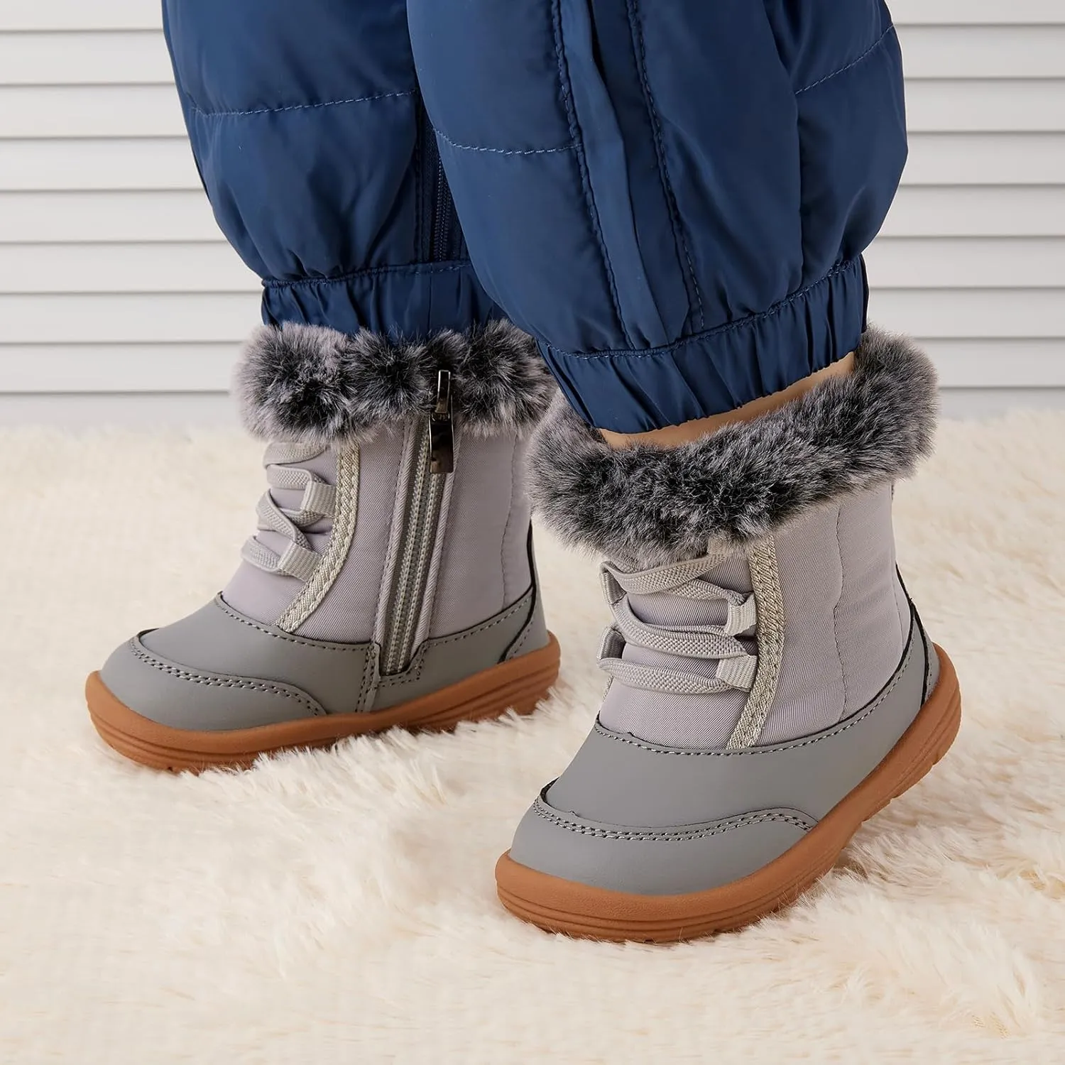 BMCiTYBM Toddler Snow Boots Baby Boys Girls Winter Warm Boots Infant High Top Shoes Faux Fur Bootie for Cold Weather Outdoor