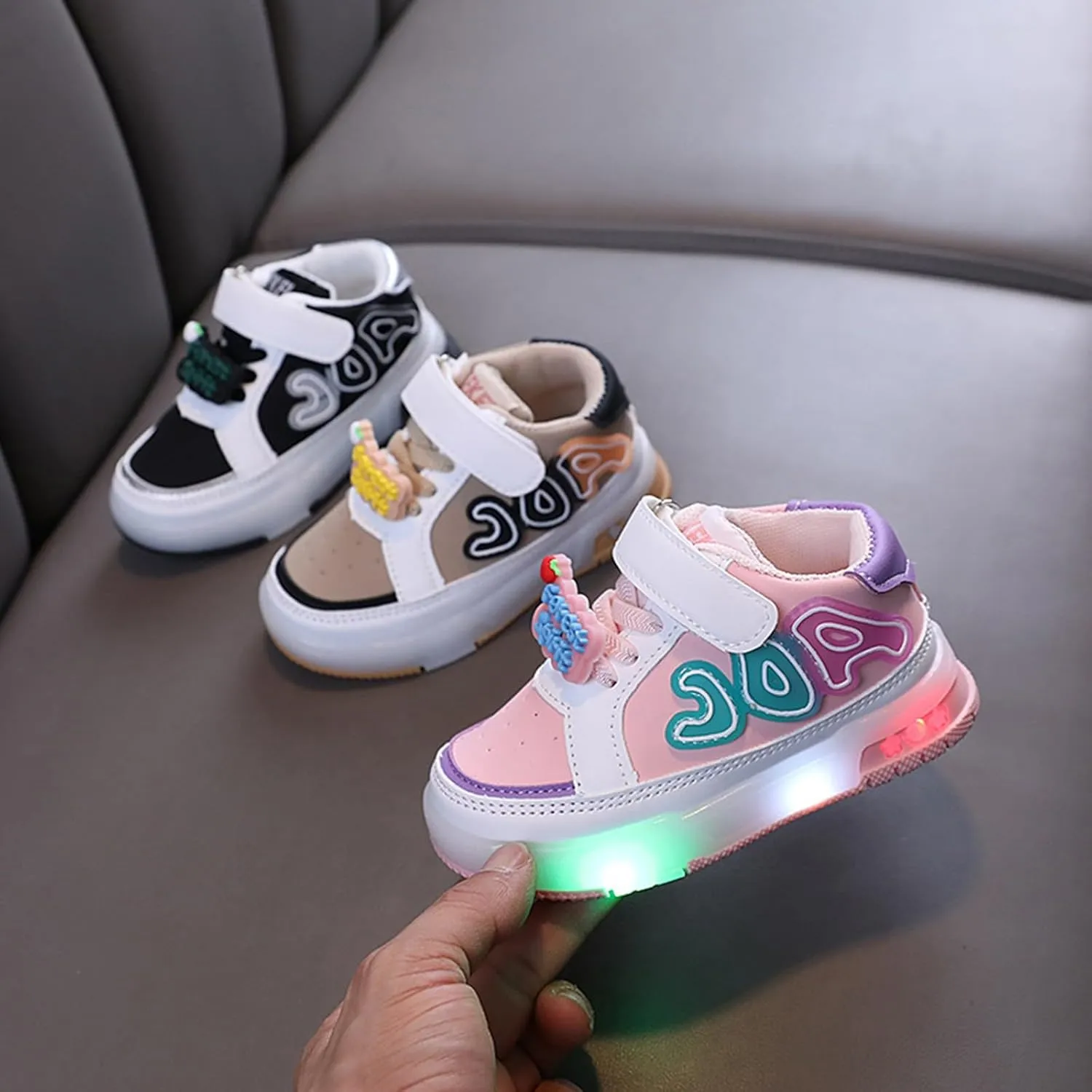 Boys Girls Light Up LED Light Sneakers Baby Infant Walking Sports Athletic Toddler Newborn Girl Basketball Shoes