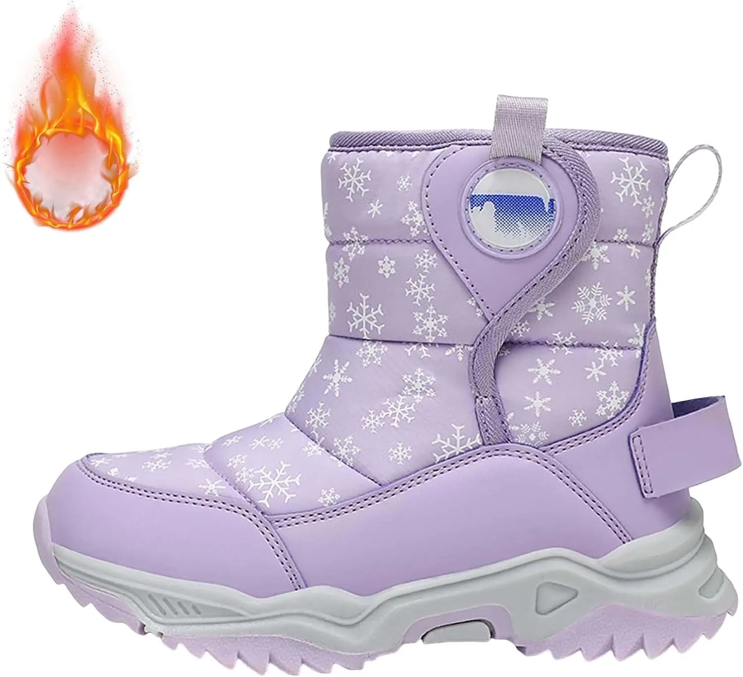 Boys Girls Wnter Snow Boots F𝐮lly F𝐮r Lined Warm Outdoor Hiking Shoes 𝐖aterproof Anti-Slip Kids Toddlers Snow Boots
