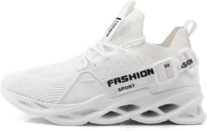 Breathable Mesh Stylish High Top Slip On Sneakers for Men Lightweight Blade Sole Design Sports Streetwear Shoes for Running Walking Gym Fashion Daily Wear