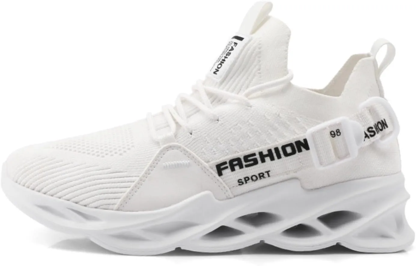 Breathable Mesh Stylish High Top Slip On Sneakers for Men Lightweight Blade Sole Design Sports Streetwear Shoes for Running Walking Gym Fashion Daily Wear