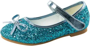 CAIJ Glitter Ballet Flats for Girls Princess Sequin Mary Jane Shoes Sparkly Flower Girl Shoes Bow Ballerina Shoes