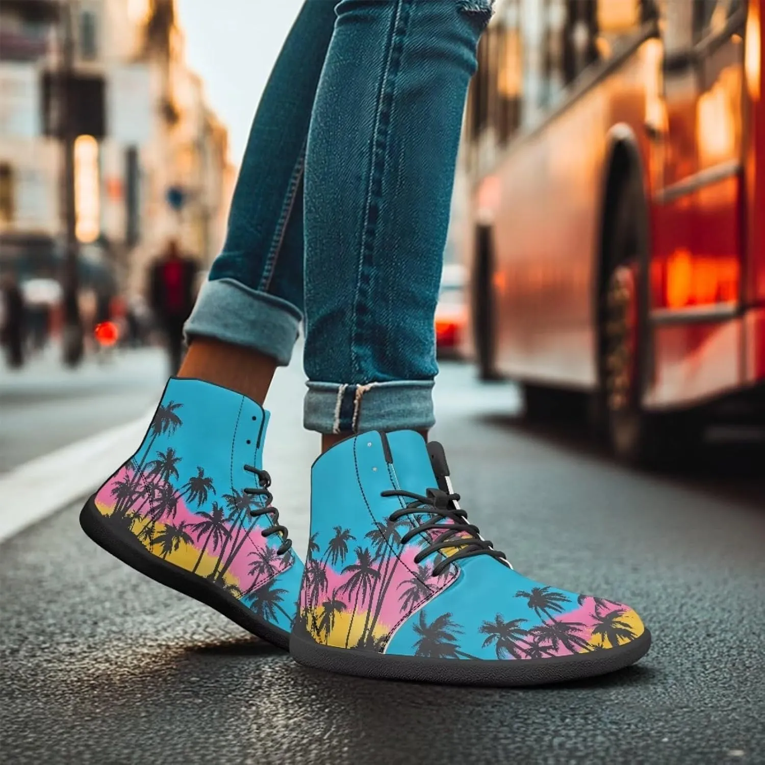 chaqlin Tropical High Top Barefoot Shoes Workout Shoes Zero Drop Walking Shoes