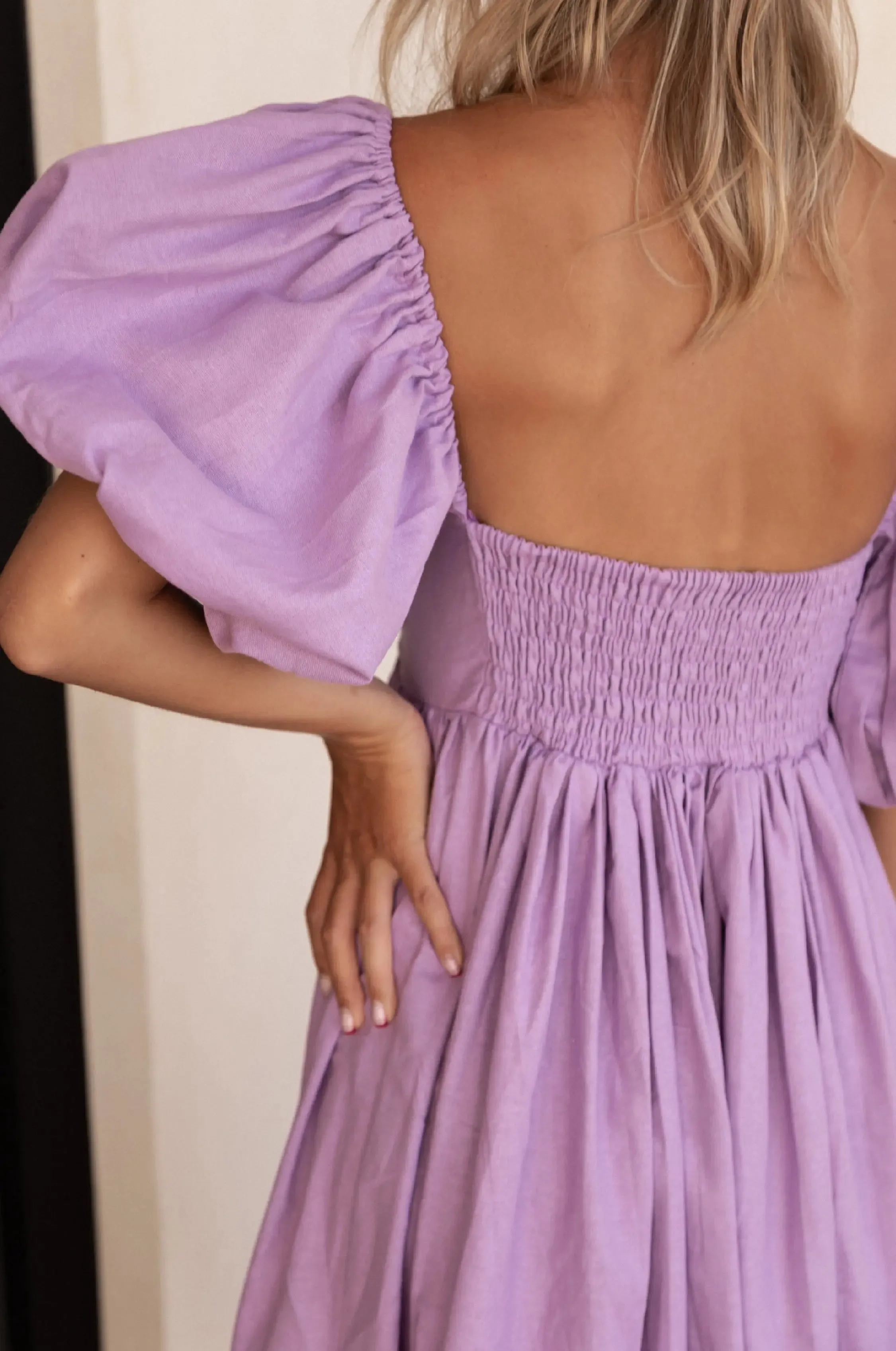 Cherie Puff Sleeve Midi Dress by Bali ELF