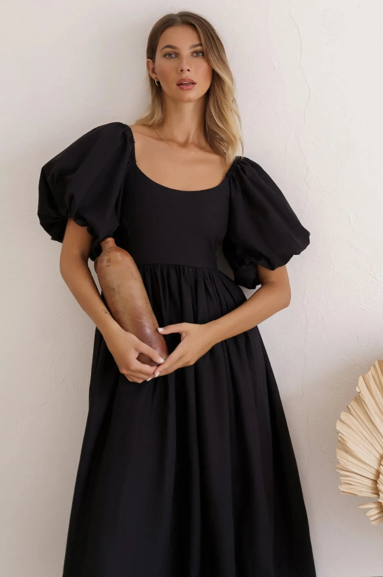 Cherie Puff Sleeve Midi Dress by Bali ELF