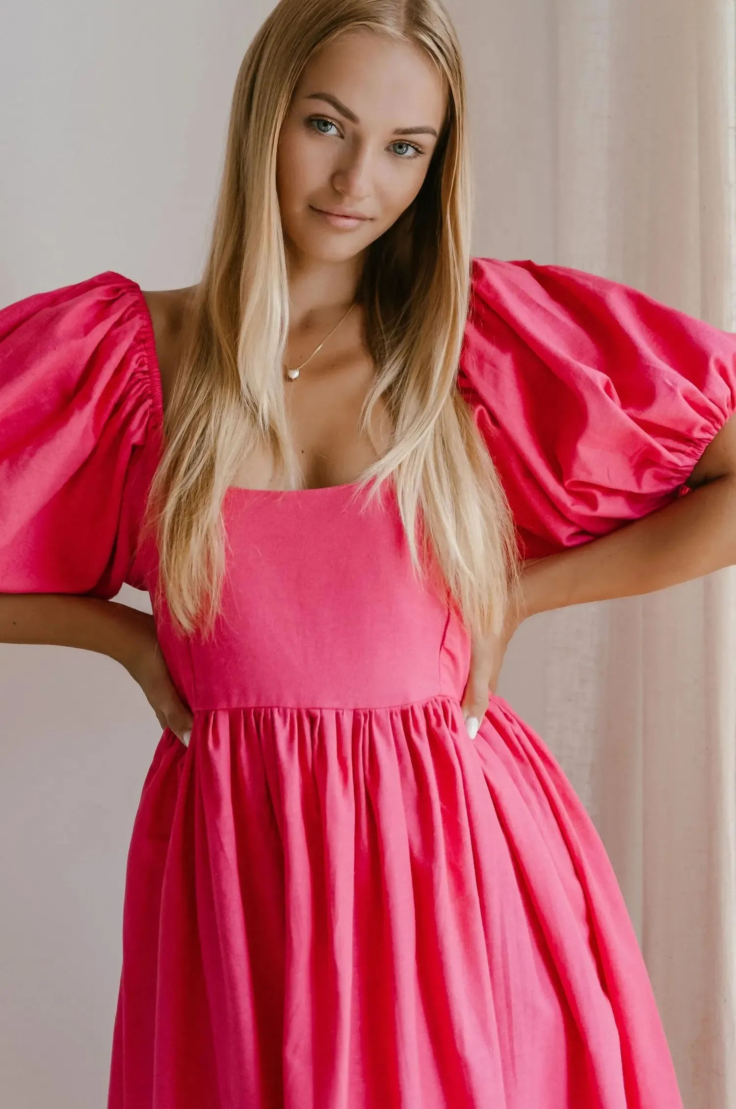 Cherie Puff Sleeve Midi Dress by Bali ELF