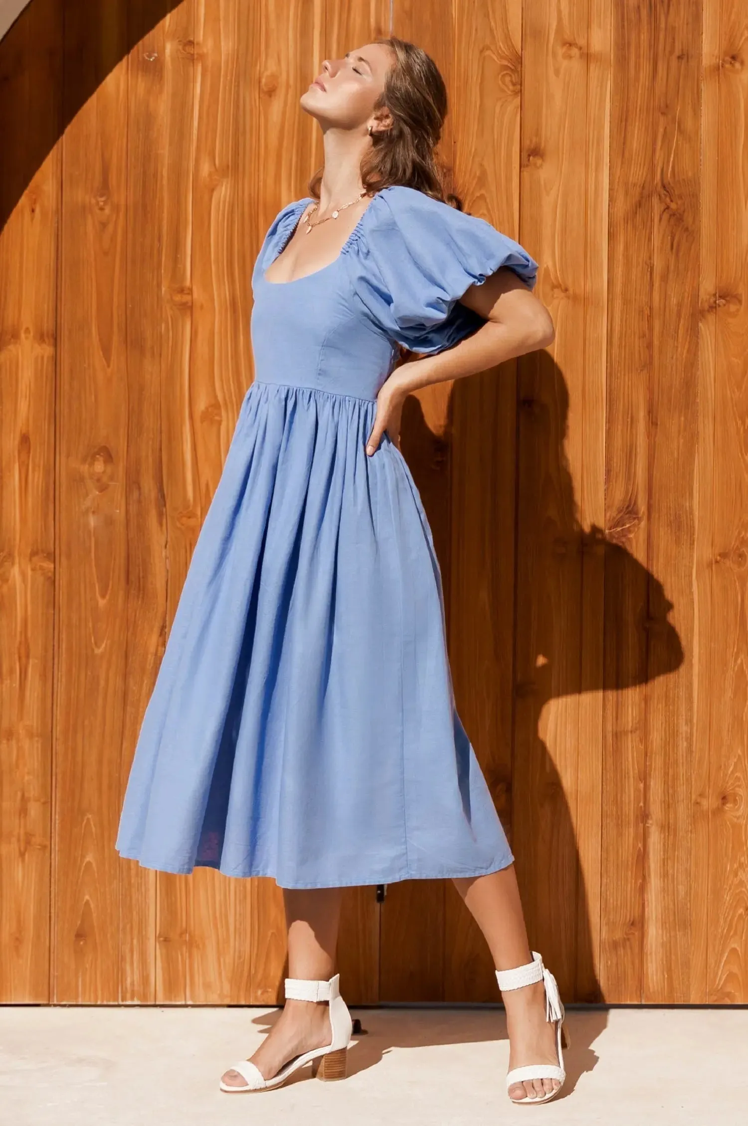 Cherie Puff Sleeve Midi Dress by Bali ELF