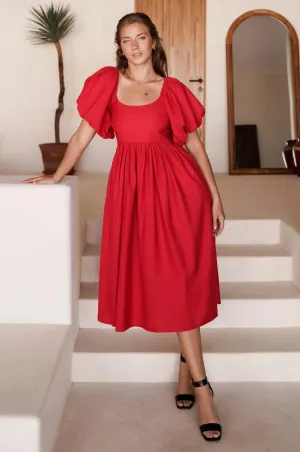 Cherie Puff Sleeve Midi Dress by Bali ELF