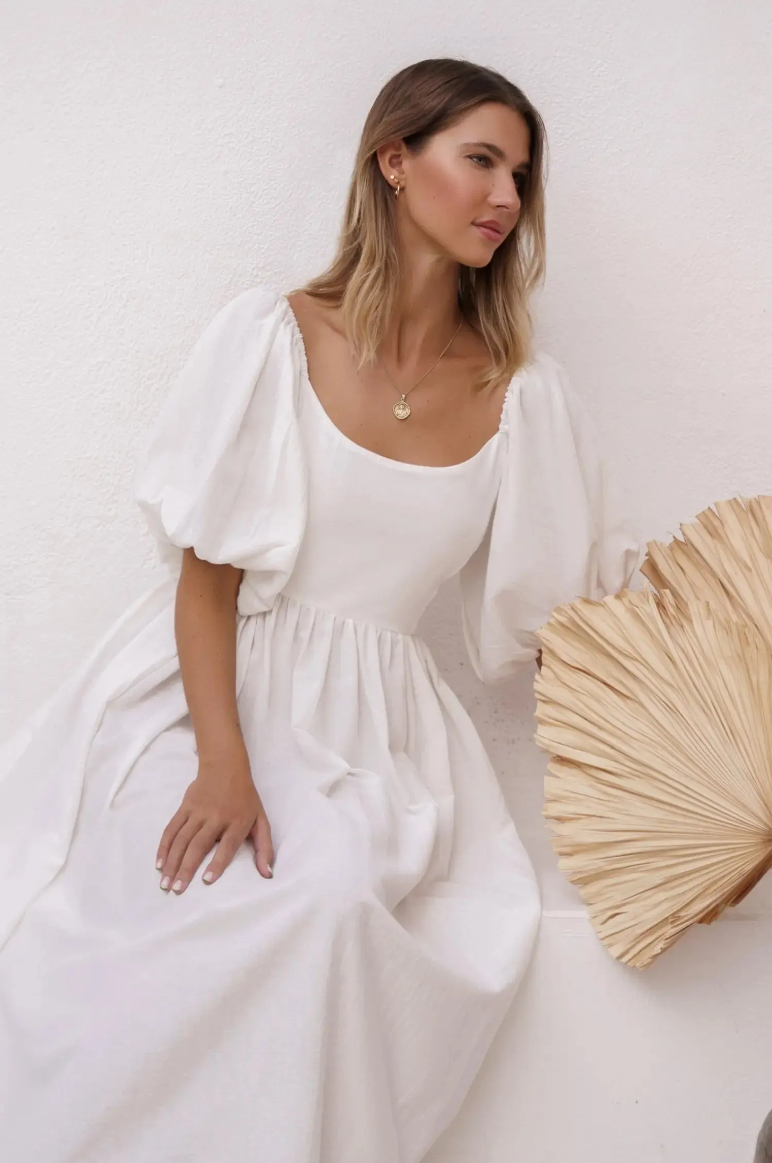 Cherie Puff Sleeve Midi Dress by Bali ELF