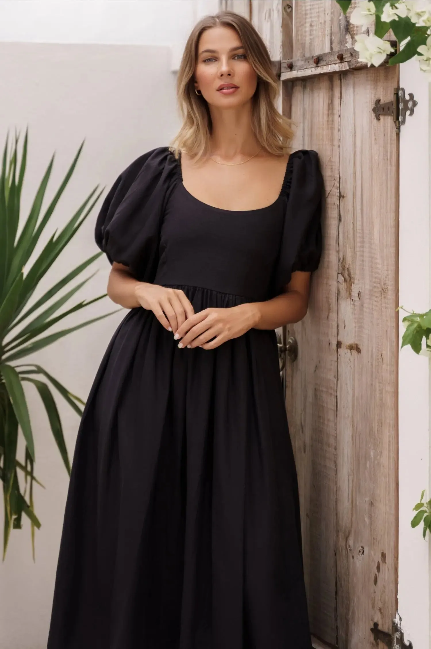 Cherie Puff Sleeve Midi Dress by Bali ELF