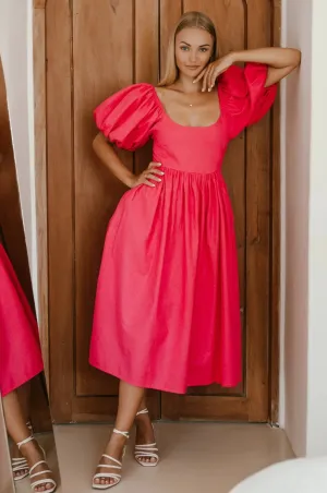 Cherie Puff Sleeve Midi Dress by Bali ELF
