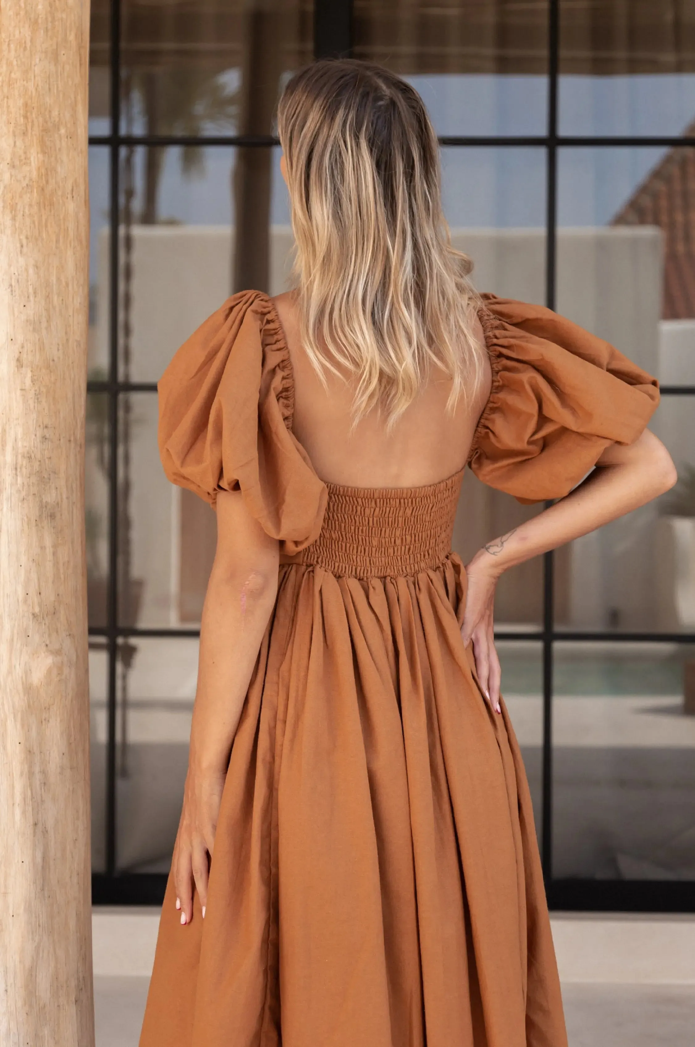 Cherie Puff Sleeve Midi Dress by Bali ELF