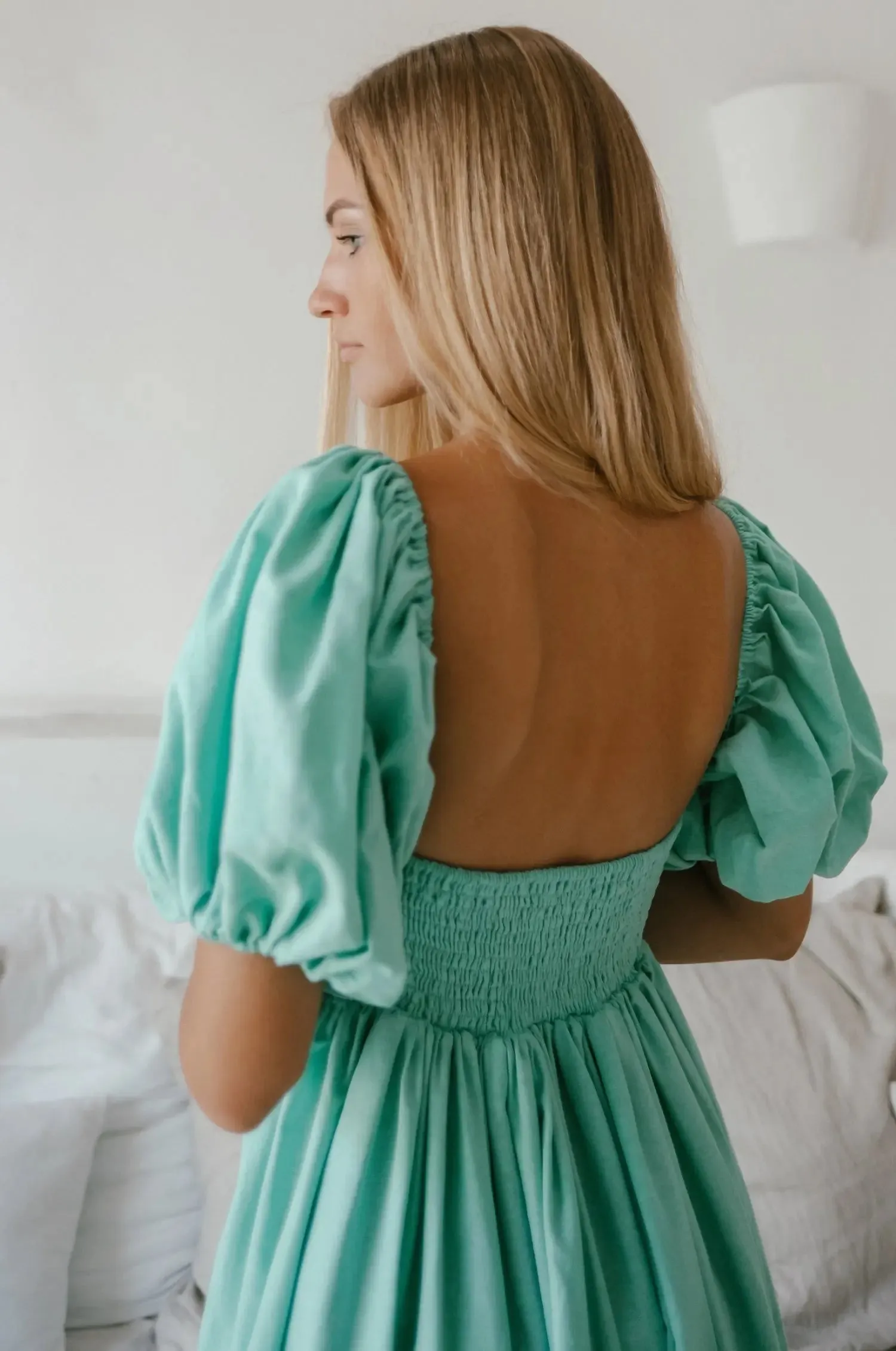 Cherie Puff Sleeve Midi Dress by Bali ELF
