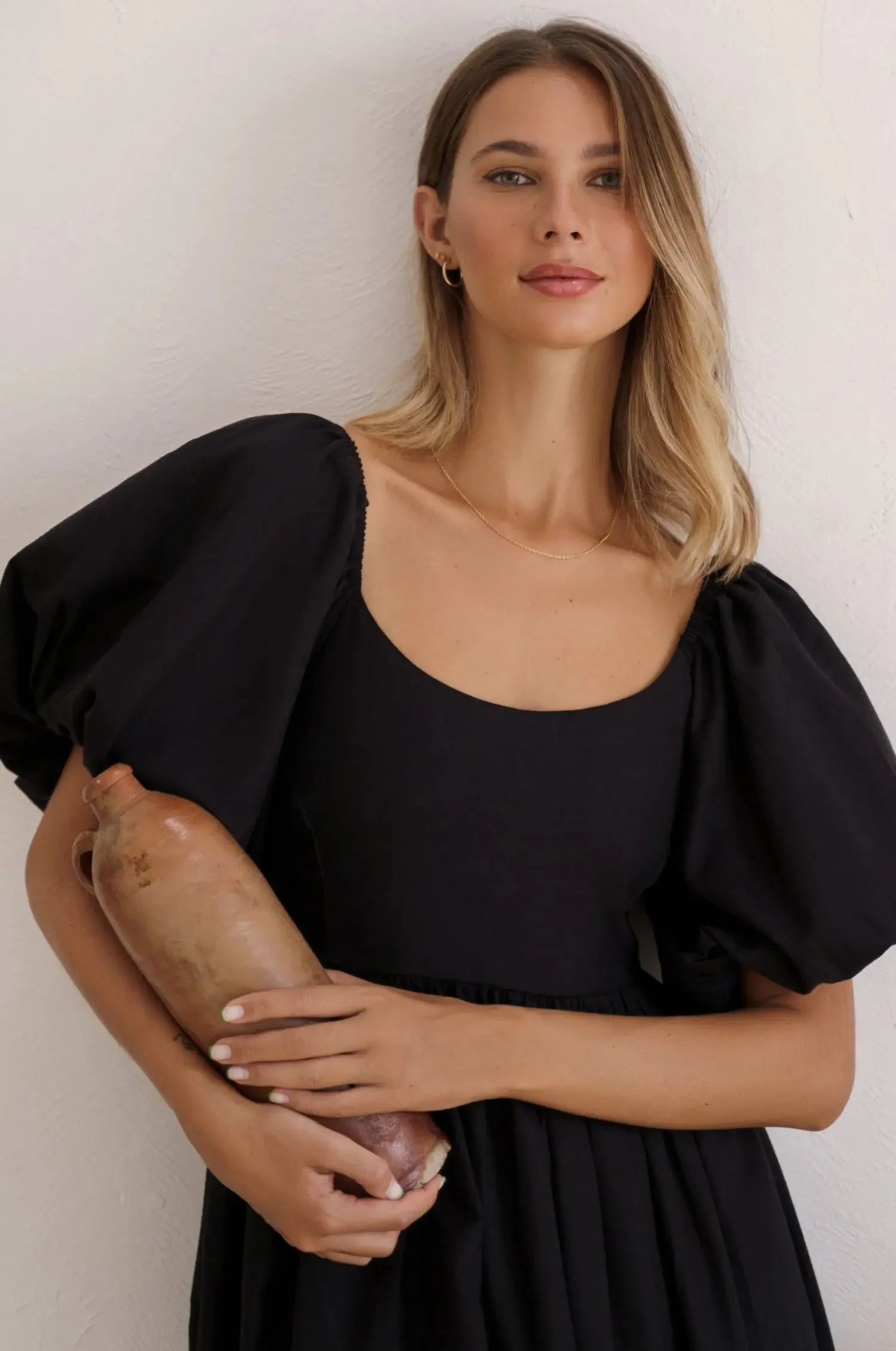 Cherie Puff Sleeve Midi Dress by Bali ELF