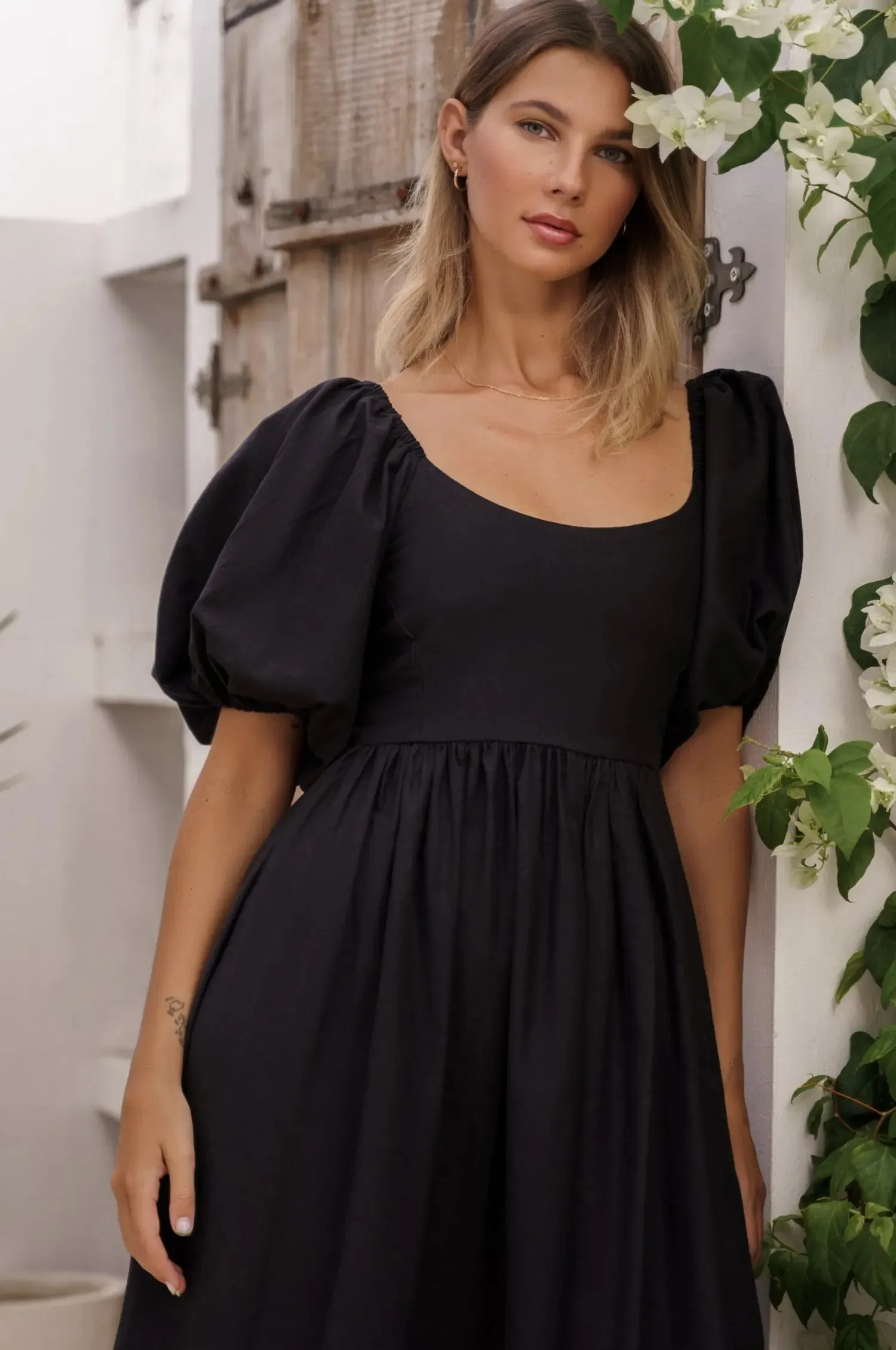 Cherie Puff Sleeve Midi Dress by Bali ELF