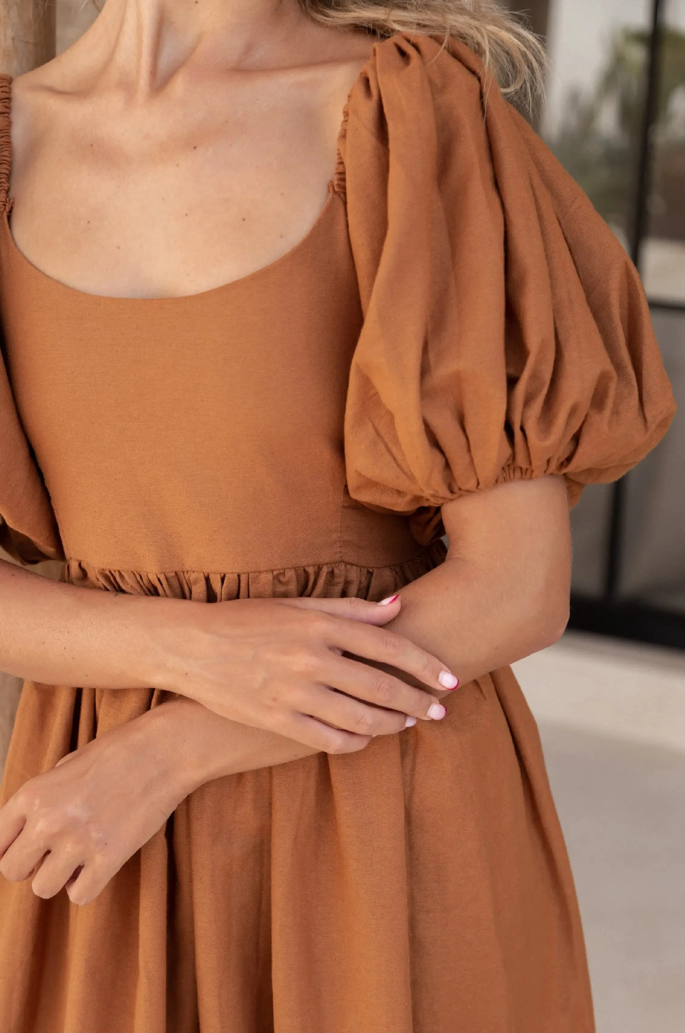 Cherie Puff Sleeve Midi Dress by Bali ELF