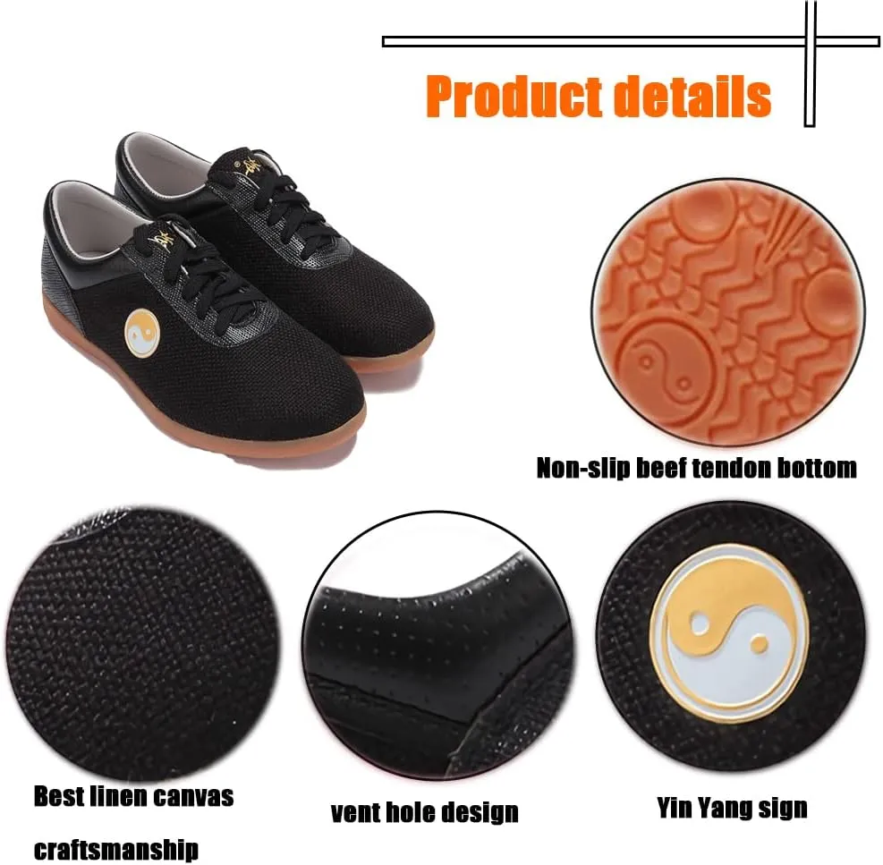 Chi Kung Shoes Martial Arts Boxing Shoes,Traditional Kung Fu Tai Chi Wushu Shaolin Qi Gong Beijing Trainer Wing Chun Slipper Sneaker Footwear for Men Women,
