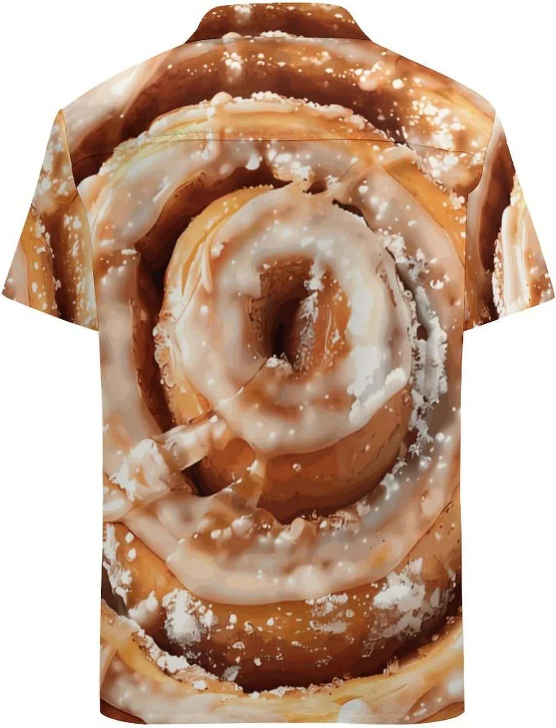 Cinnamon Roll Men's Short Sleeve Shirt Button Down Tee Casual V Neck Beach Tops