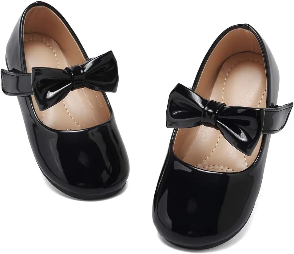 CIOR Toddler Girls Ballet Flats Shoes Ballerina Bowknot Jane Mary Princess Dress Shoes for Wedding Party School
