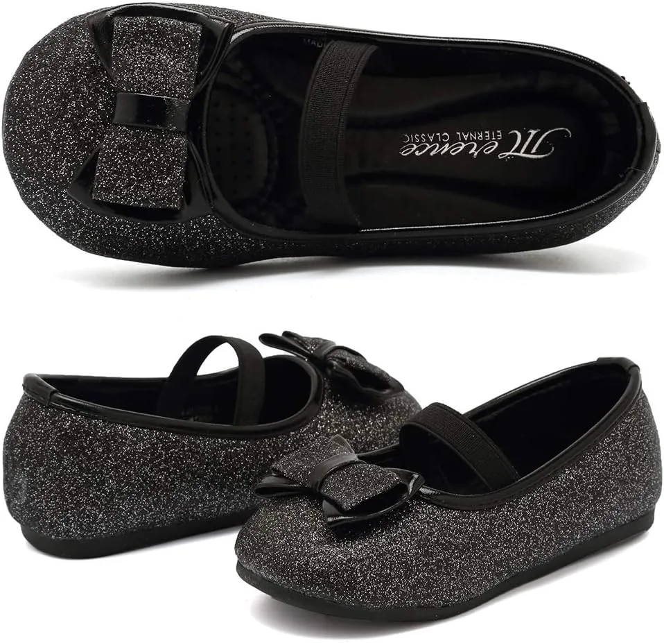 CIOR Toddler Girls Ballet Flats Shoes Ballerina Bowknot Jane Mary Princess Dress Shoes for Wedding Party School