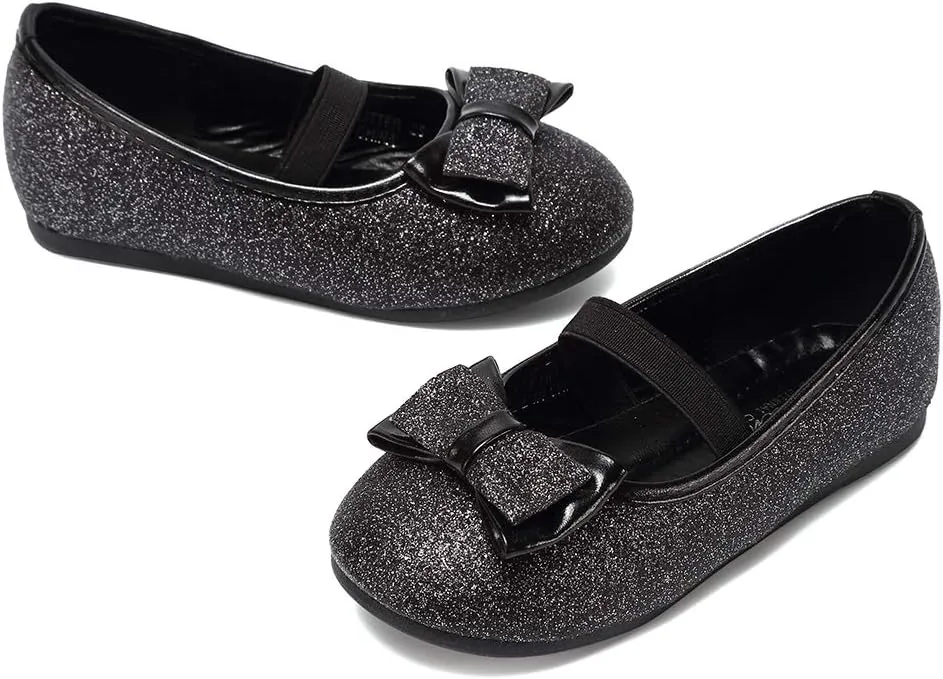 CIOR Toddler Girls Ballet Flats Shoes Ballerina Bowknot Jane Mary Princess Dress Shoes for Wedding Party School