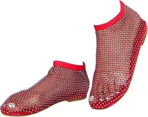 Classic styleSandals ,Glittery Stretchy Net Shoes,Stage performance shoes,Ultra Comfortable Shiny Gem Mesh Flats, Rhinestone Short Boots Sexy Flat Cutout Sparkly Casual Wedding Dress Flats