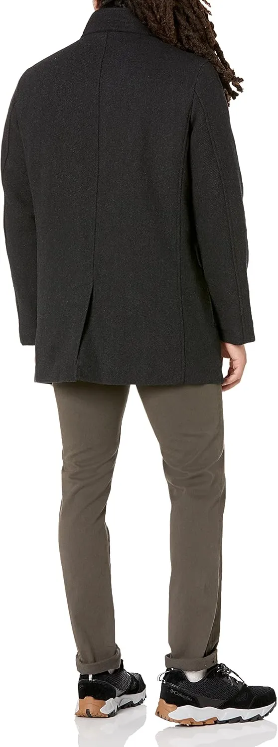 Cole Haan Men's Wool Twill Topper Coat with Water Resistant Bib