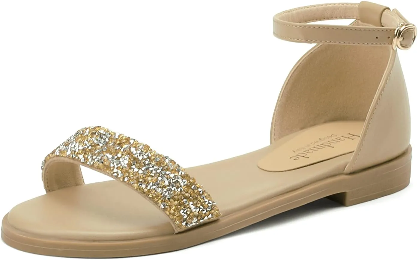 CosyFever Womens LC520 Glitter Novelty Fashion Casual Cow Leather Flats Sandals