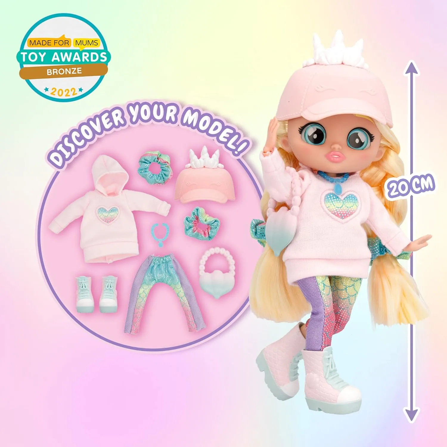 Cry Babies BFF Stella Fashion Doll with 9  Surprises Including Outfit and Accessories for Fashion Toy, Girls and Boys Ages 4 and Up, 7.8 Inch Doll