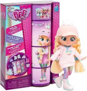 Cry Babies BFF Stella Fashion Doll with 9  Surprises Including Outfit and Accessories for Fashion Toy, Girls and Boys Ages 4 and Up, 7.8 Inch Doll