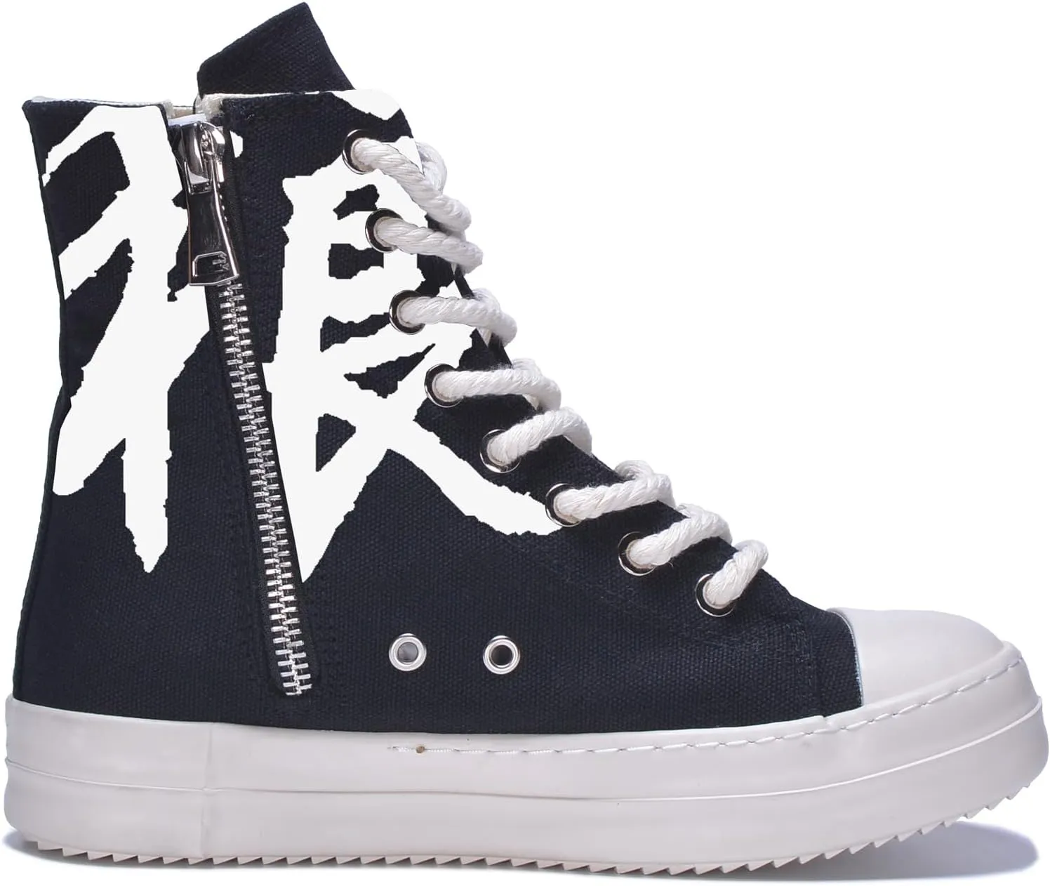 Custom Canvas Shoes for Women Lightweight High Top Boots Sneakers Punk Hip Hop Teens Girls Wolf Gothic Print Lace Up Casual Classic Street Walking Shoes