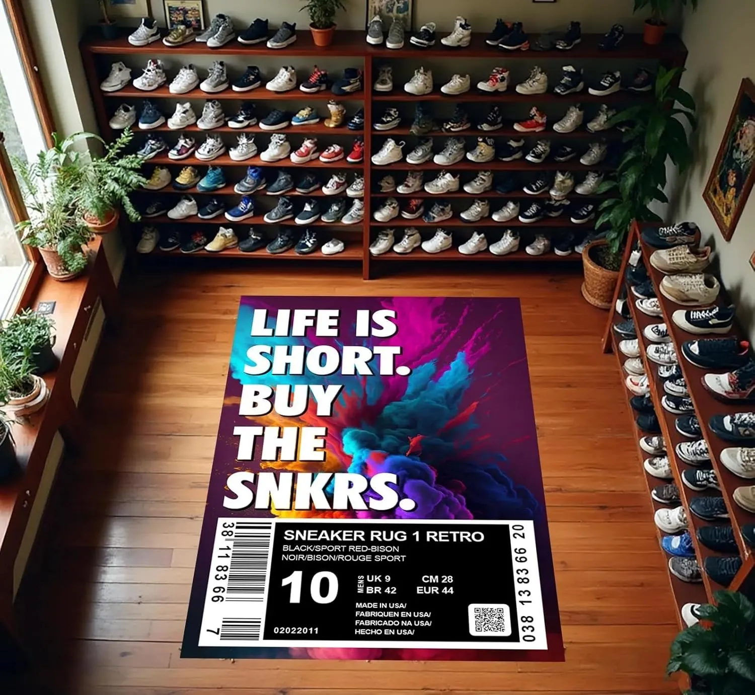 Custom Sneaker Collection Rug Full Size, Personalized Name Design, Anime Style Athletic Shoes Pattern, Modern Living Room Carpet 98