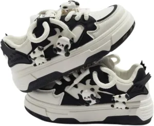 Cute Panda Sneakers for Women – Trendy Kawaii Platform Shoes – Chunky Fashion Sneakers with Adorable Panda Charms – Comfortable & Stylish Casual Streetwear