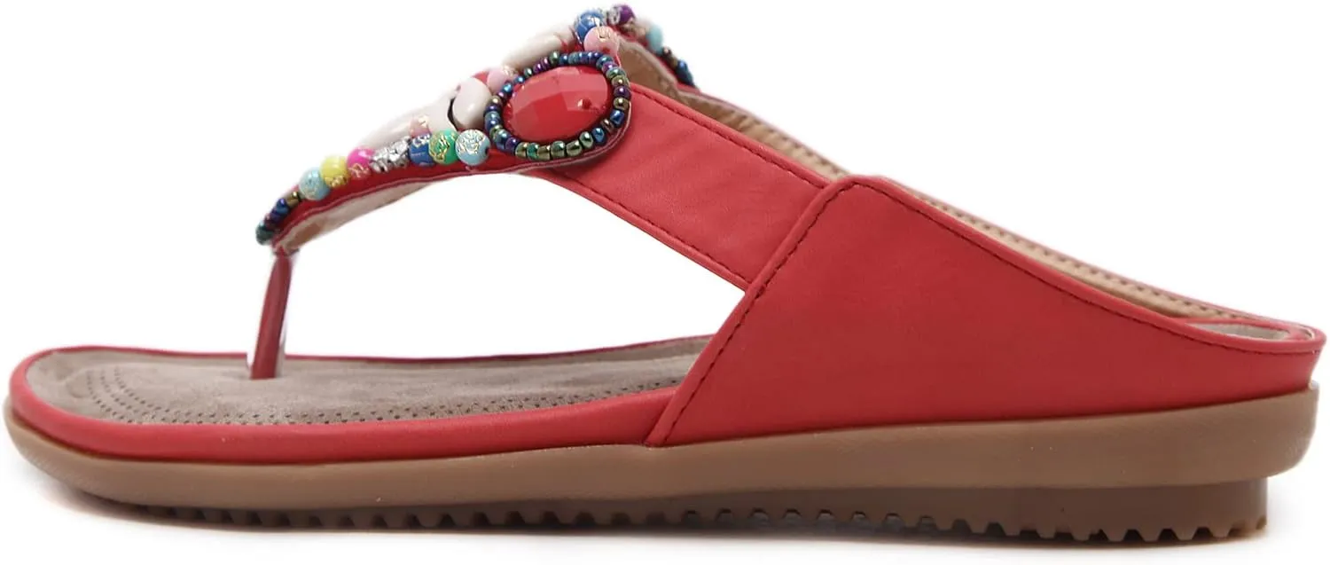 DKCHENH Vintage Ethnic Style Women's Sandals and Slippers Bohemian Beach Slippers Beaded Shell Large Slippers
