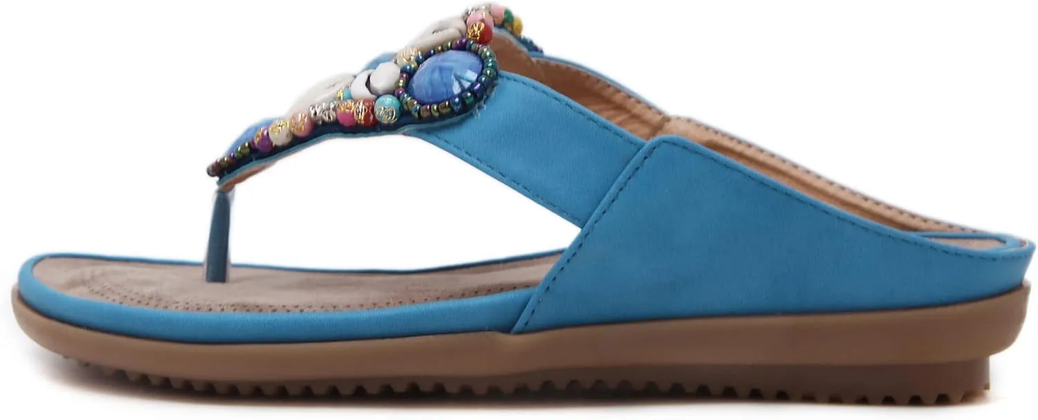DKCHENH Vintage Ethnic Style Women's Sandals and Slippers Bohemian Beach Slippers Beaded Shell Large Slippers