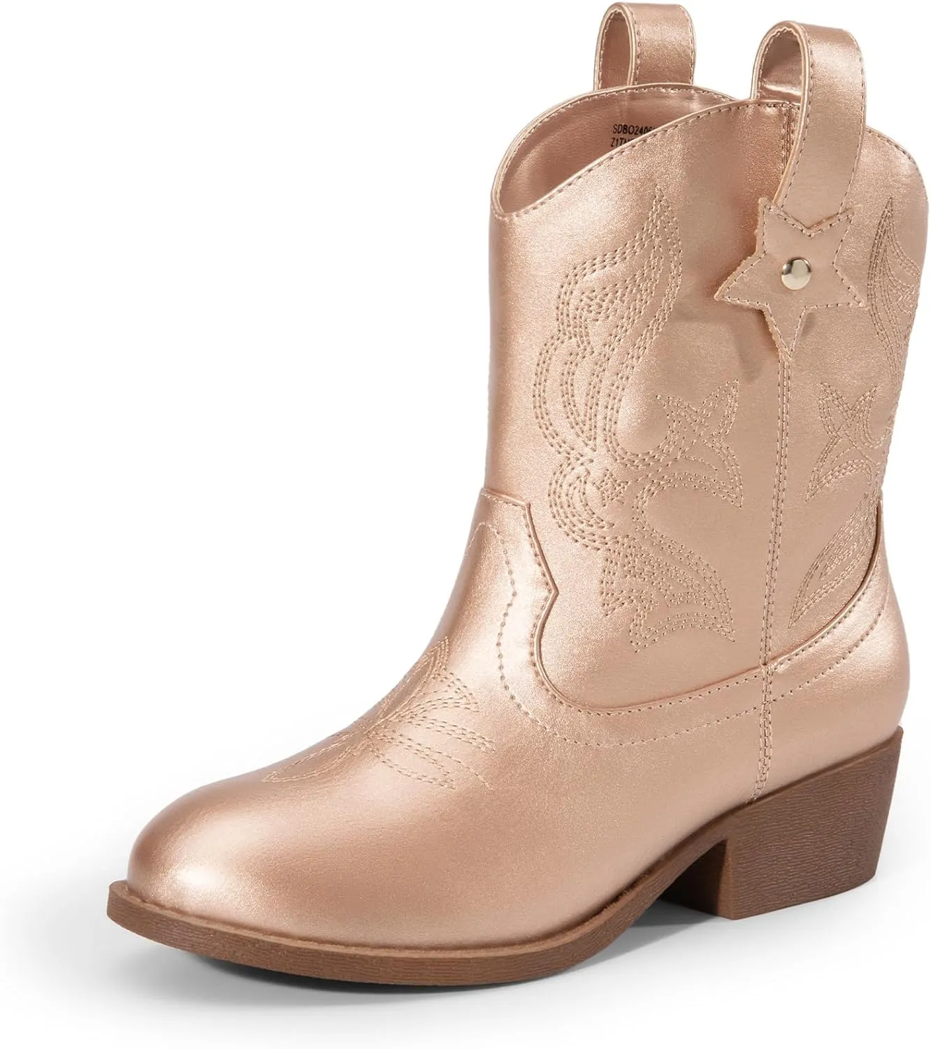 DREAM PAIRS Girls Cowboy Cowgirl Boots 2-in-1 Western Removable Cuff Fold Over Embroidered Fashion Mid Calf Shoes