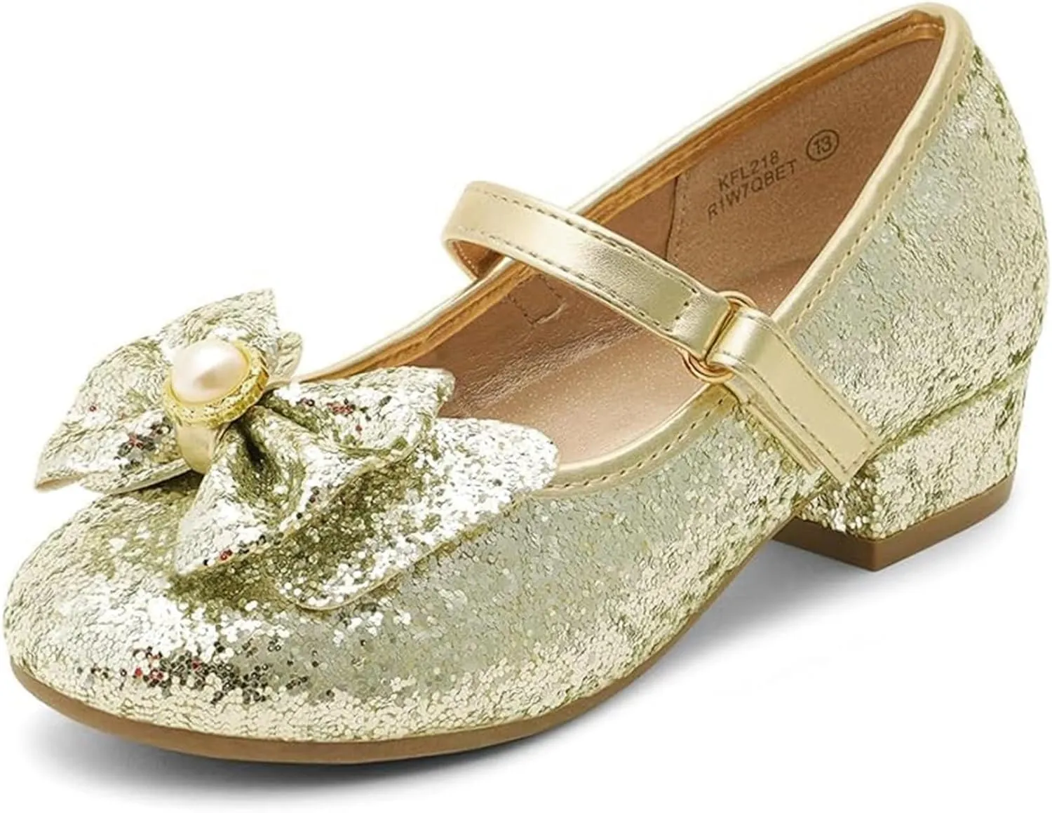 DREAM PAIRS Girls Dress Shoes Princess Shoes for Toddler Little Girl Mary Jane Low Heels Glitter Flower Party Wedding Footwear