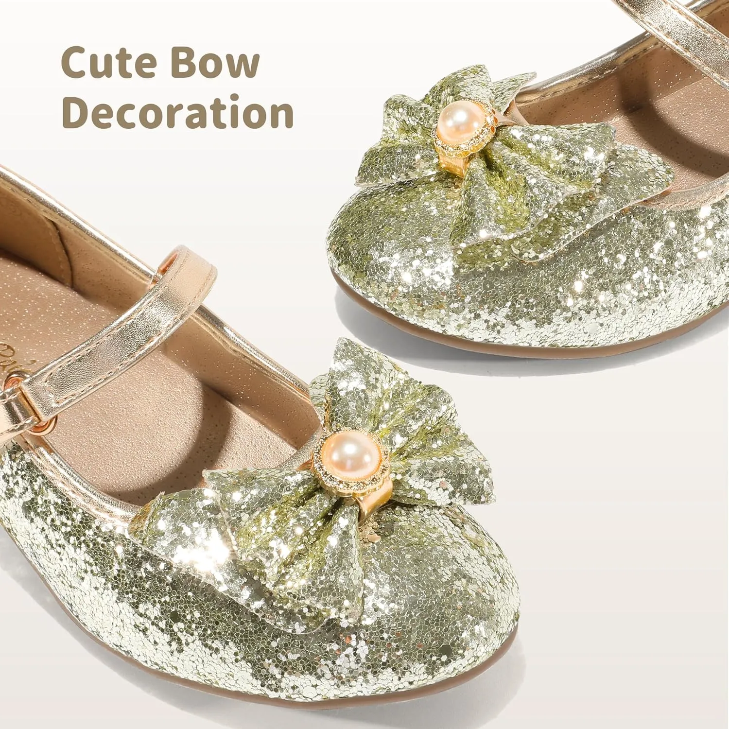 DREAM PAIRS Girls Dress Shoes Princess Shoes for Toddler Little Girl Mary Jane Low Heels Glitter Flower Party Wedding Footwear
