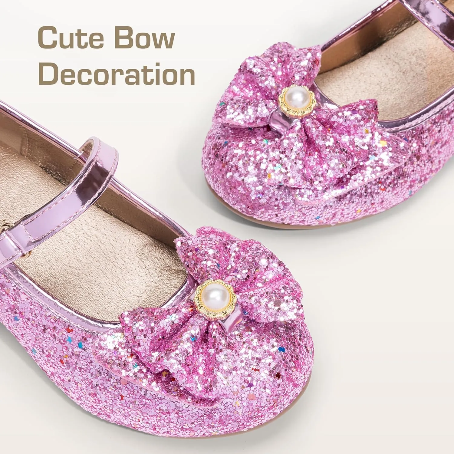 DREAM PAIRS Girls Dress Shoes Princess Shoes for Toddler Little Girl Mary Jane Low Heels Glitter Flower Party Wedding Footwear